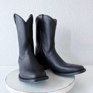 Lane Black Cowboy Boots Mens 10 D Square Toe Western Smooth Leather No Accents